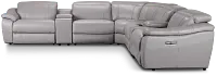 Marion Gray Lthr/vinyl Large Dual Power Reclining Two-arm Sectional