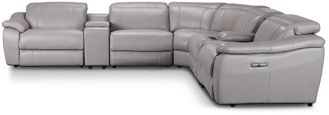 Marion Gray Lthr/vinyl Large Dual Power Reclining Two-arm Sectional