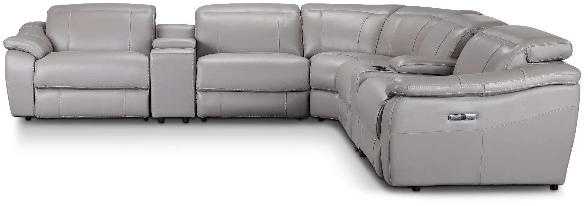 Marion Gray Lthr/vinyl Large Dual Power Reclining Two-arm Sectional Marion Gray Lthr/vinyl Large Dual Power Reclining Two-arm Sectional