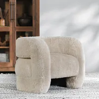 Calm Beige Fabric Accent Chair