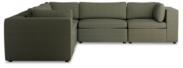 Destin Sutton Green Fabric 5-piece Modular Sectional