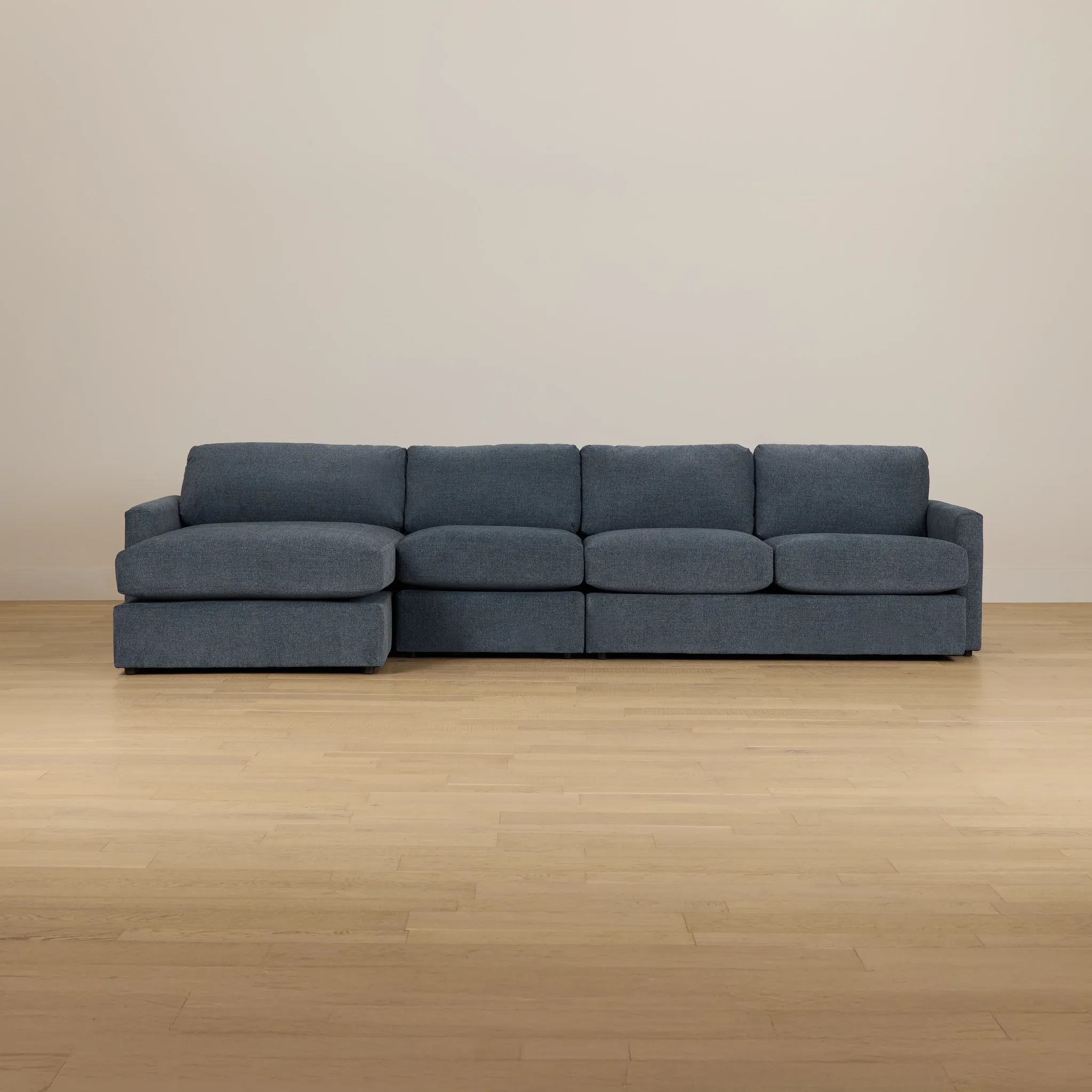 Noah Blue Fabric Small Left Chaise Sectional