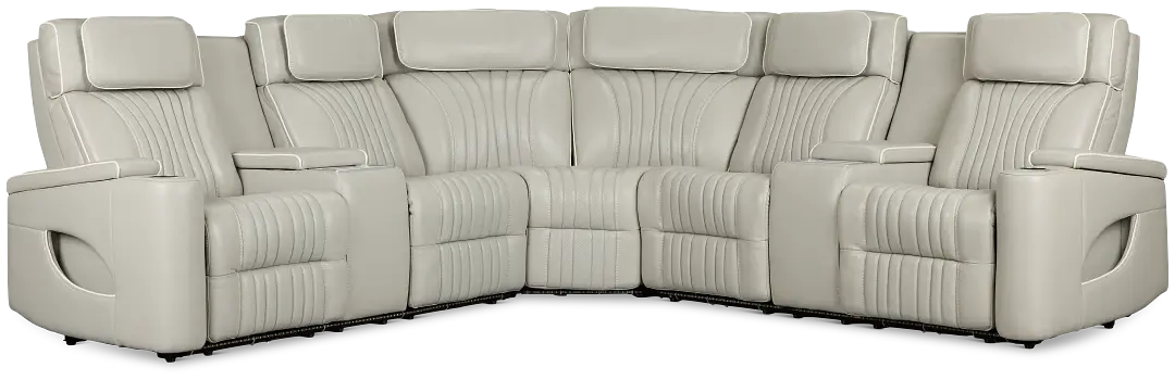 Nova Light Gray Lthr/vinyl Medium 2-arm Dual Power Massage Sectional Nova Light Gray Lthr/vinyl Medium 2-arm Dual Power Massage Sectional