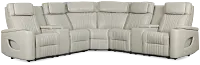 Nova Light Gray Lthr/vinyl Medium 2-arm Dual Power Massage Sectional