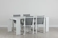 Linear White 70" Aluminum Table & 4 Sling Side Chairs