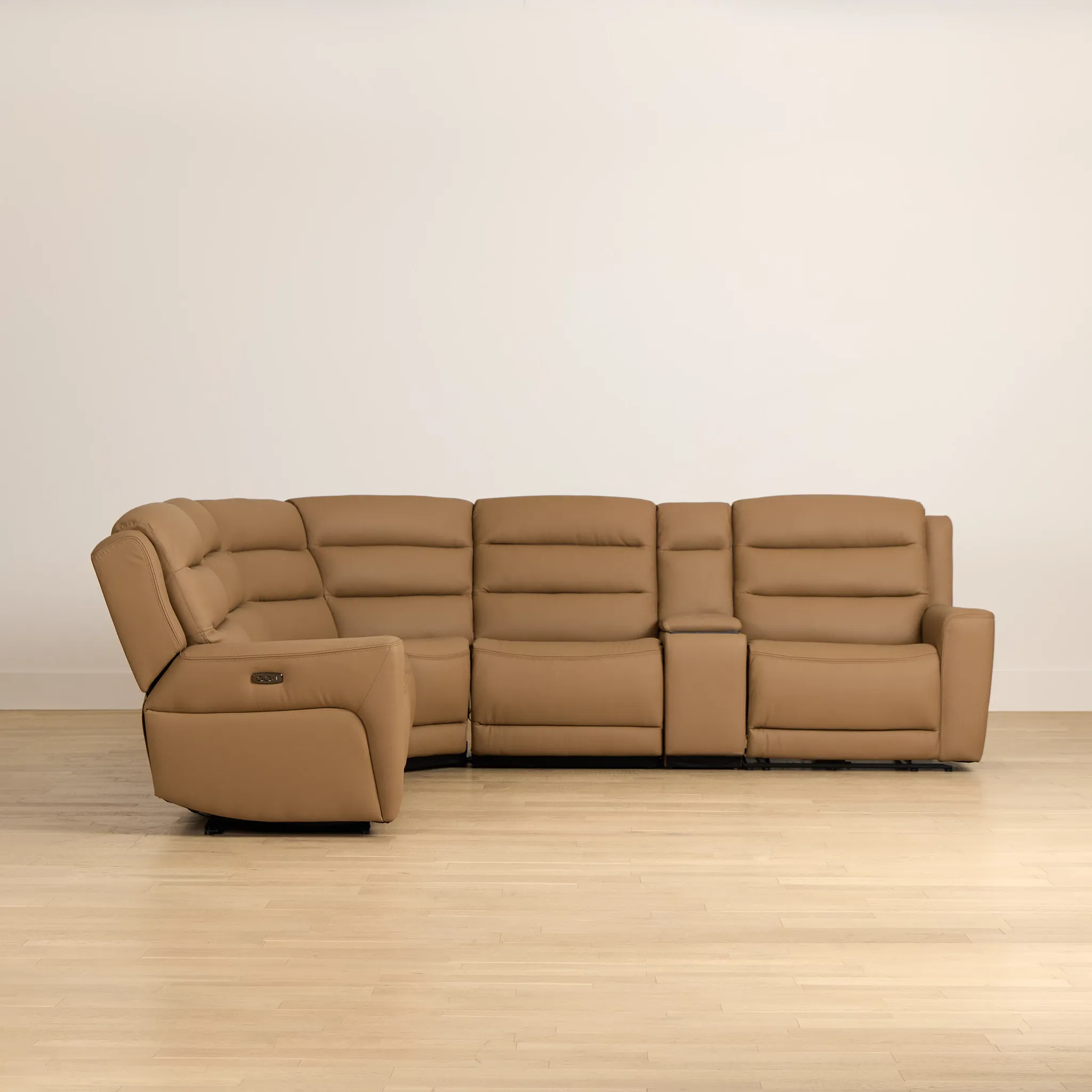 Wilder Brown Leather Medium Dual Power 2-arm Reclining Sectional