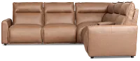 Edison Dark Brown Leather/Vinyl Medium Triple Power 2-arm Sectional