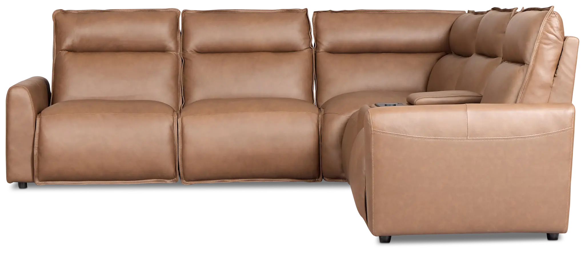 Edison Dark Brown Leather/Vinyl Medium Triple Power 2-arm Sectional Edison Dark Brown Leather/Vinyl Medium Triple Power 2-arm Sectional