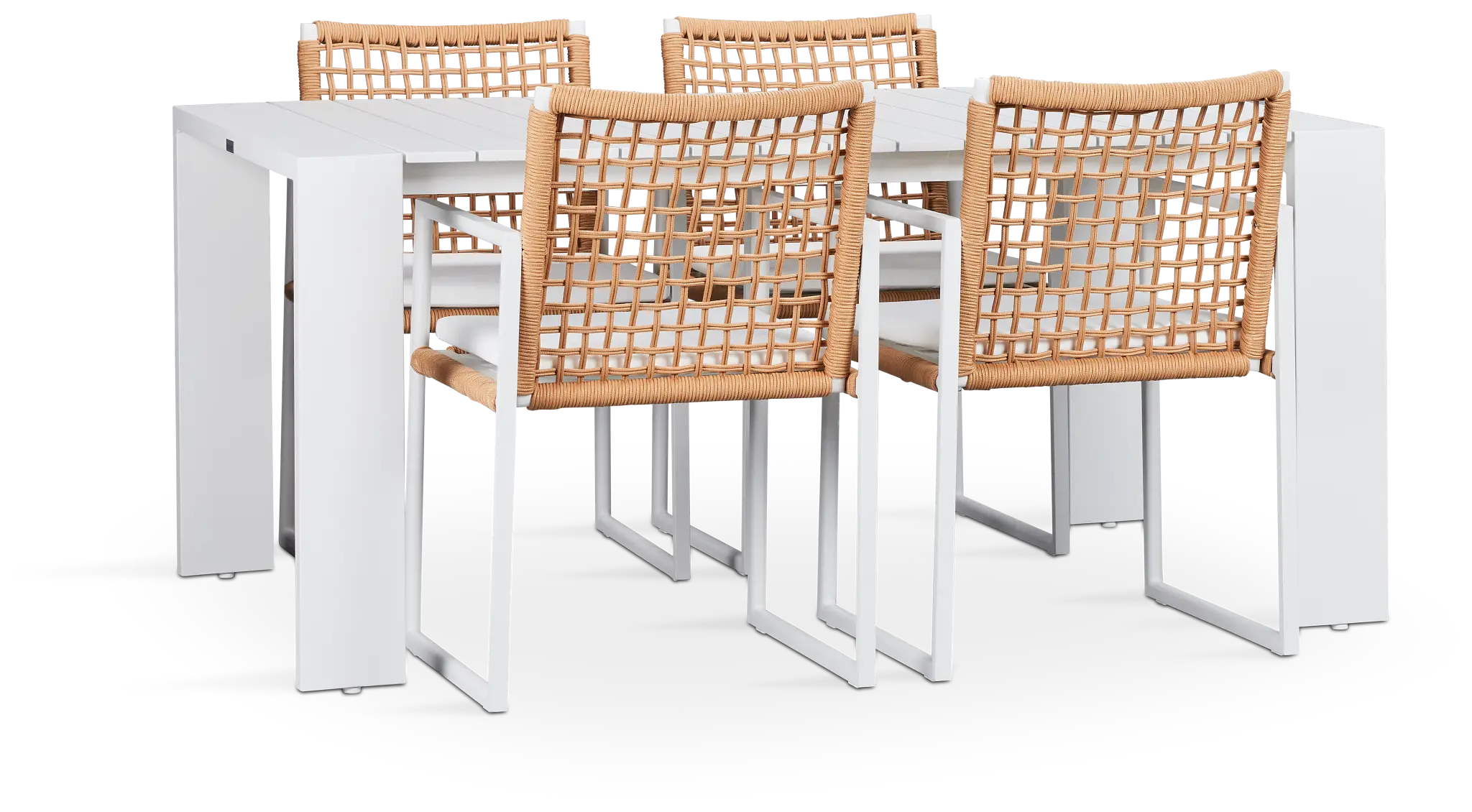 Sunrise White 65" Rectangular Table & 4 Aluminum Arm Chairs Sunrise White 65" Rectangular Table & 4 Aluminum Arm Chairs
