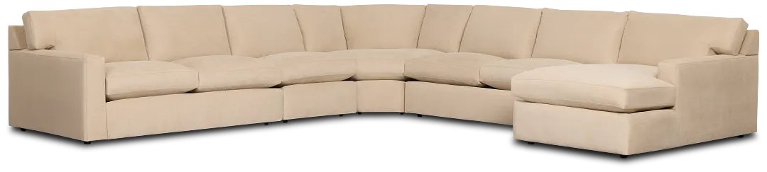 Hudson Beige Fabric Large Right Chaise Wedge Sectional