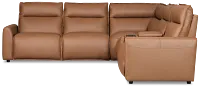 Edison Medium Brown Leather/Vinyl Medium Triple Power 2-arm Sectional