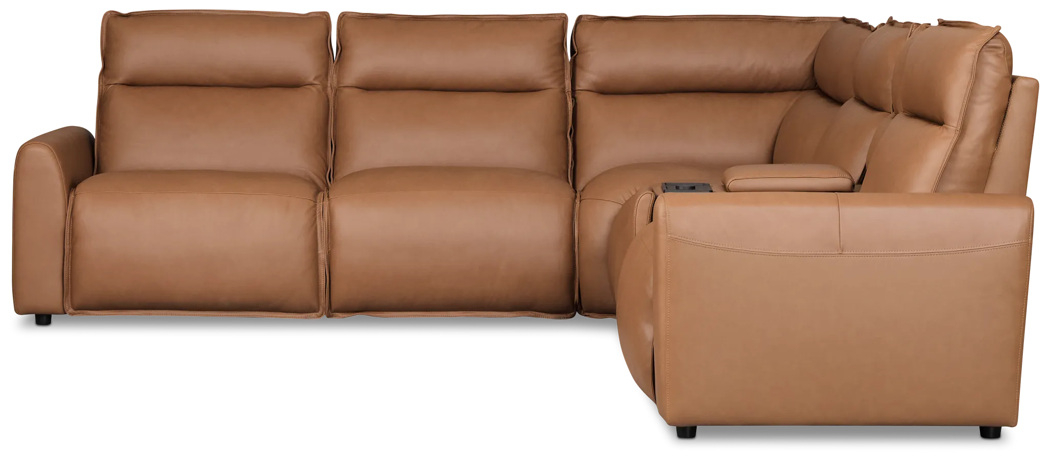 Edison Medium Brown Leather/Vinyl Medium Triple Power 2-arm Sectional