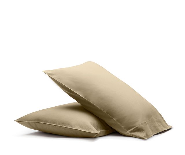 Linen Blend Khaki Set Of 2 Pillowcases