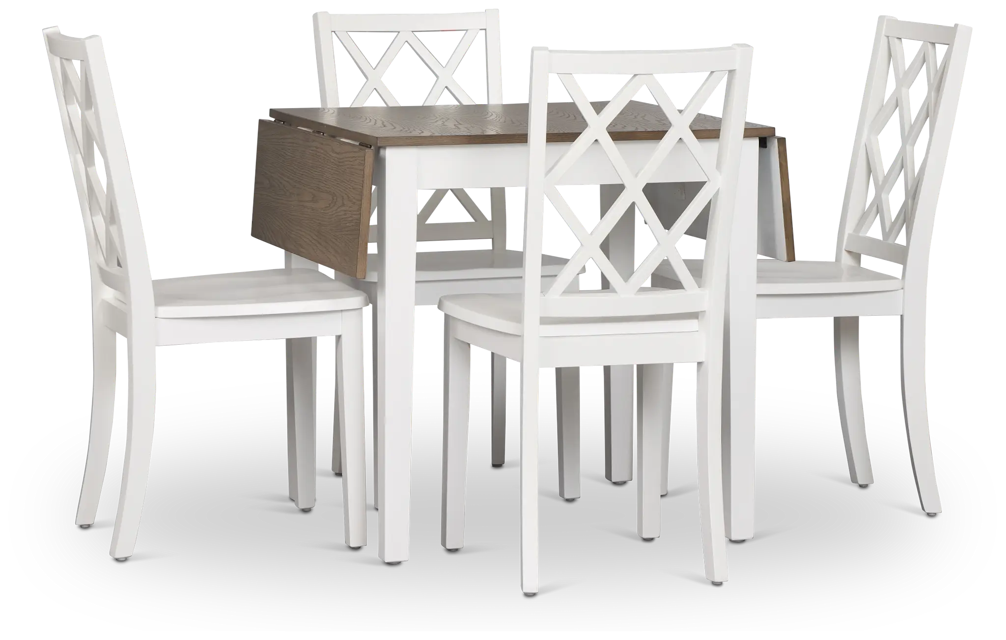 Edgartown Two-tone Rect Table & 4 White Wood Chairs Edgartown Two-tone Rect Table & 4 White Wood Chairs