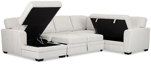 Everly Gray Fabric Medium Left Chaise Storage Sectional