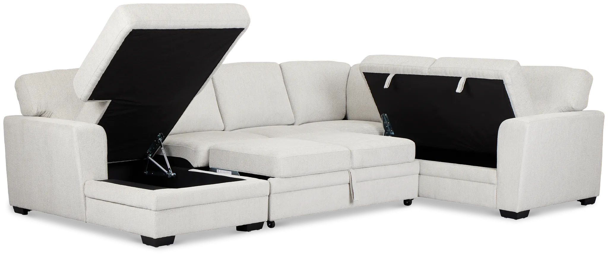 Everly Gray Fabric Medium Left Chaise Storage Sectional