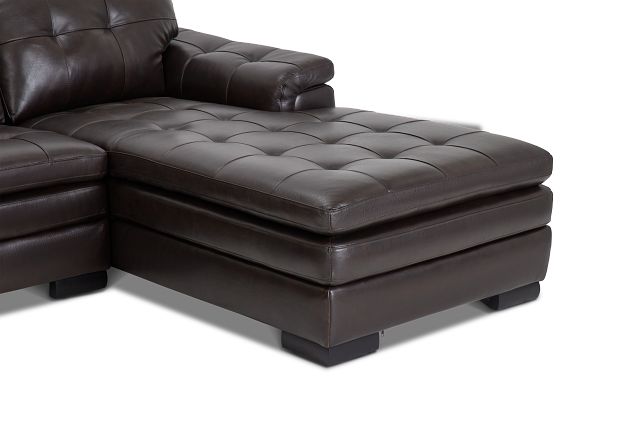 Braden Dark Brown Leather Small Right Chaise Sectional