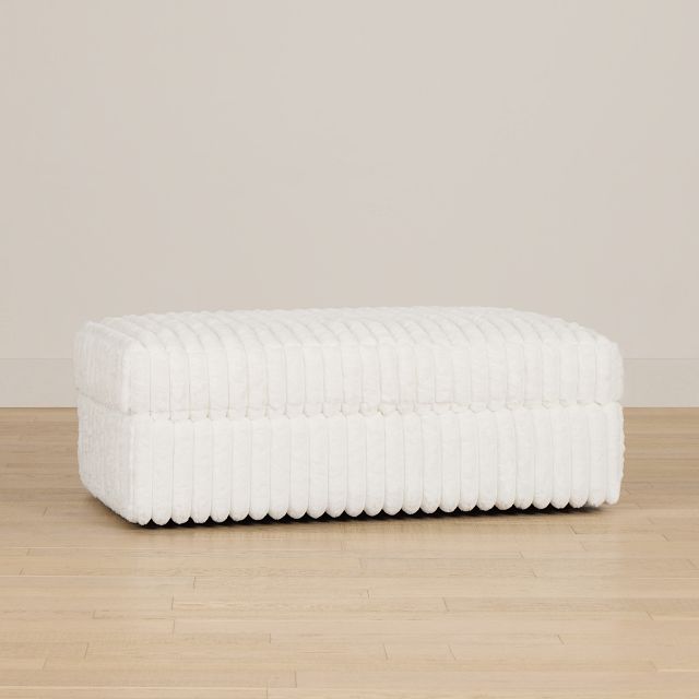 Teddy White Fabric Ottoman