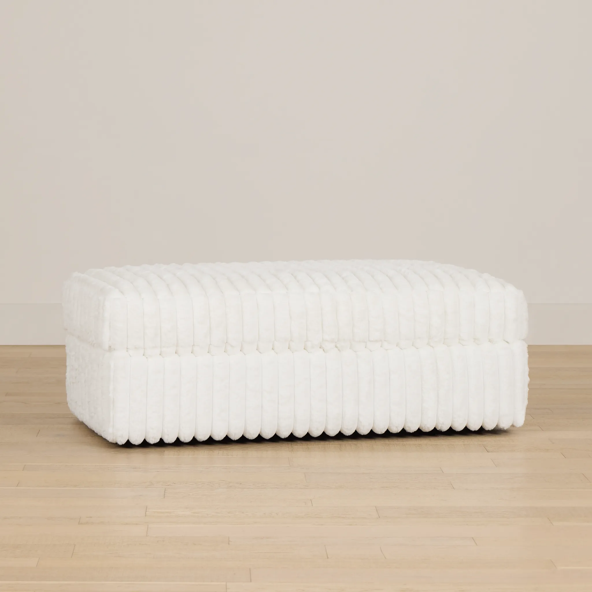 Teddy White Fabric Ottoman