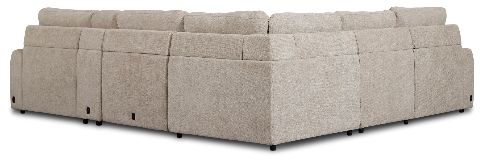 Hendrix Light Taupe Fabric Medium Tri Power 2 Arm Extension Chaise Sectional