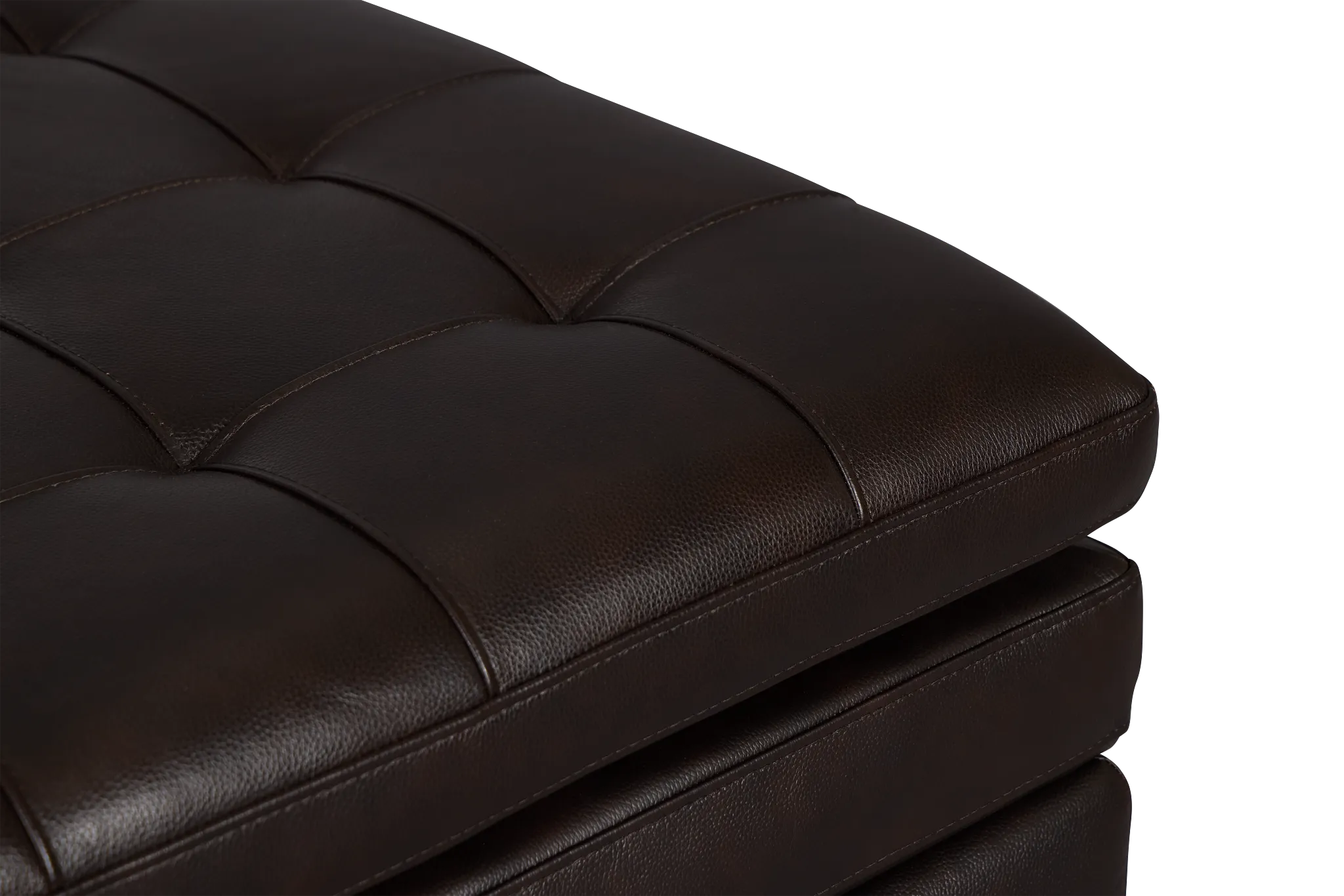 Braden Dark Brown Leather Storage Ottoman