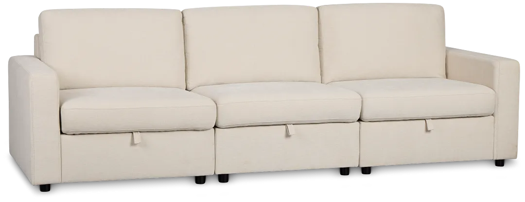 Addie Beige Fabric 3-piece Modular Storage Sofa