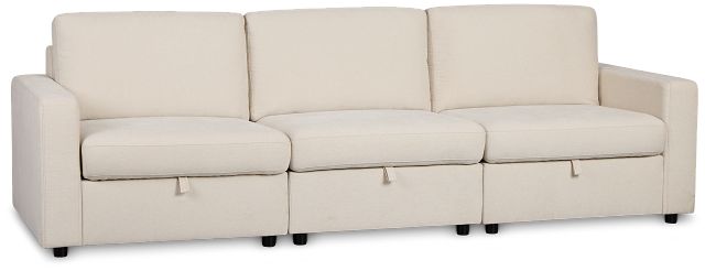 Addie Beige Fabric 3-piece Modular Storage Sofa