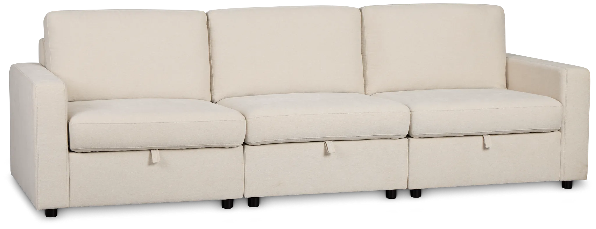 Addie Beige Fabric 3-piece Modular Storage Sofa