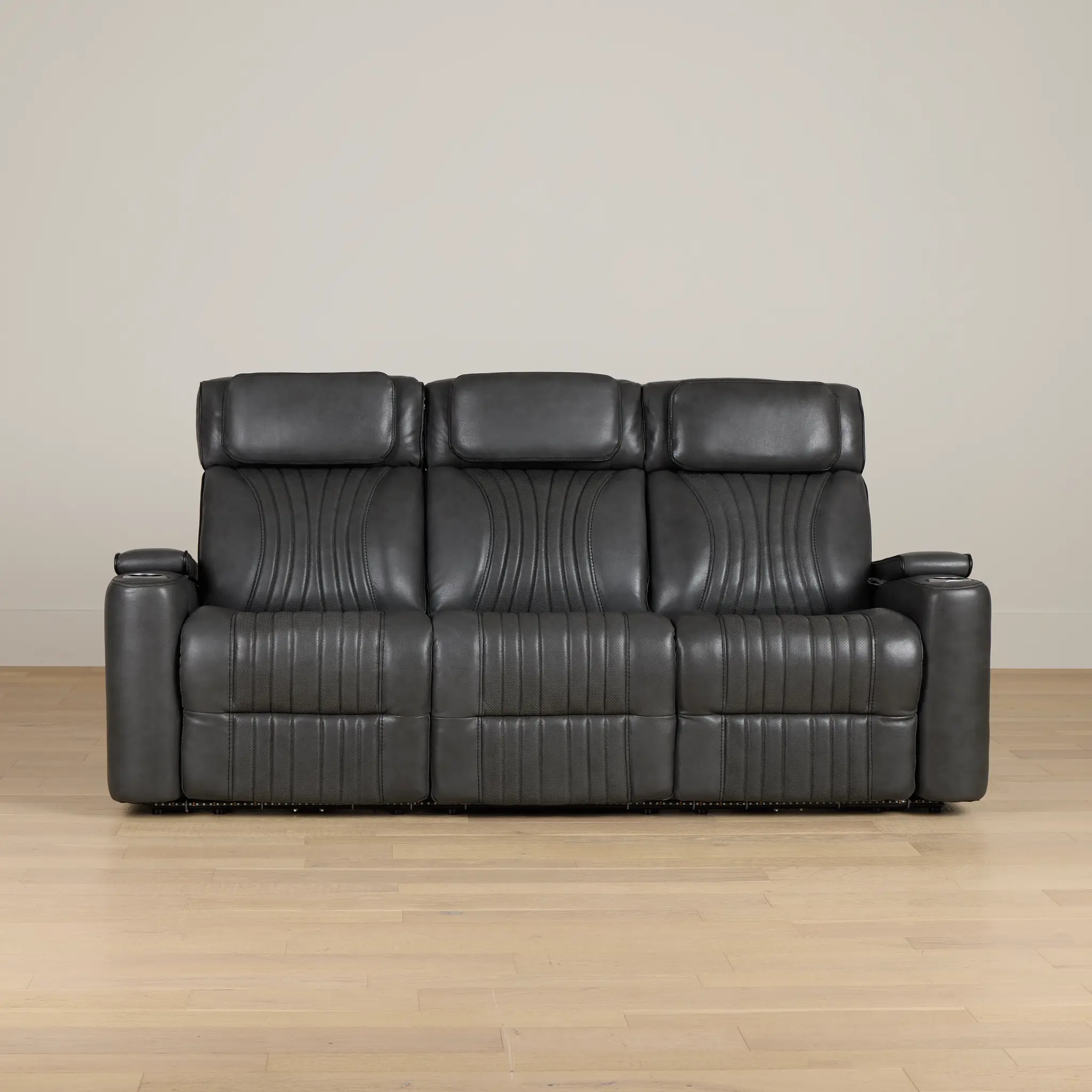 Nova Dark Gray Lthr/vinyl Power Reclining Sofa W/ Massage Nova Dark Gray Lthr/vinyl Power Reclining Sofa W/ Massage
