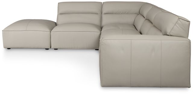 Blanca Gray Leather 5-piece Bumper Sectional