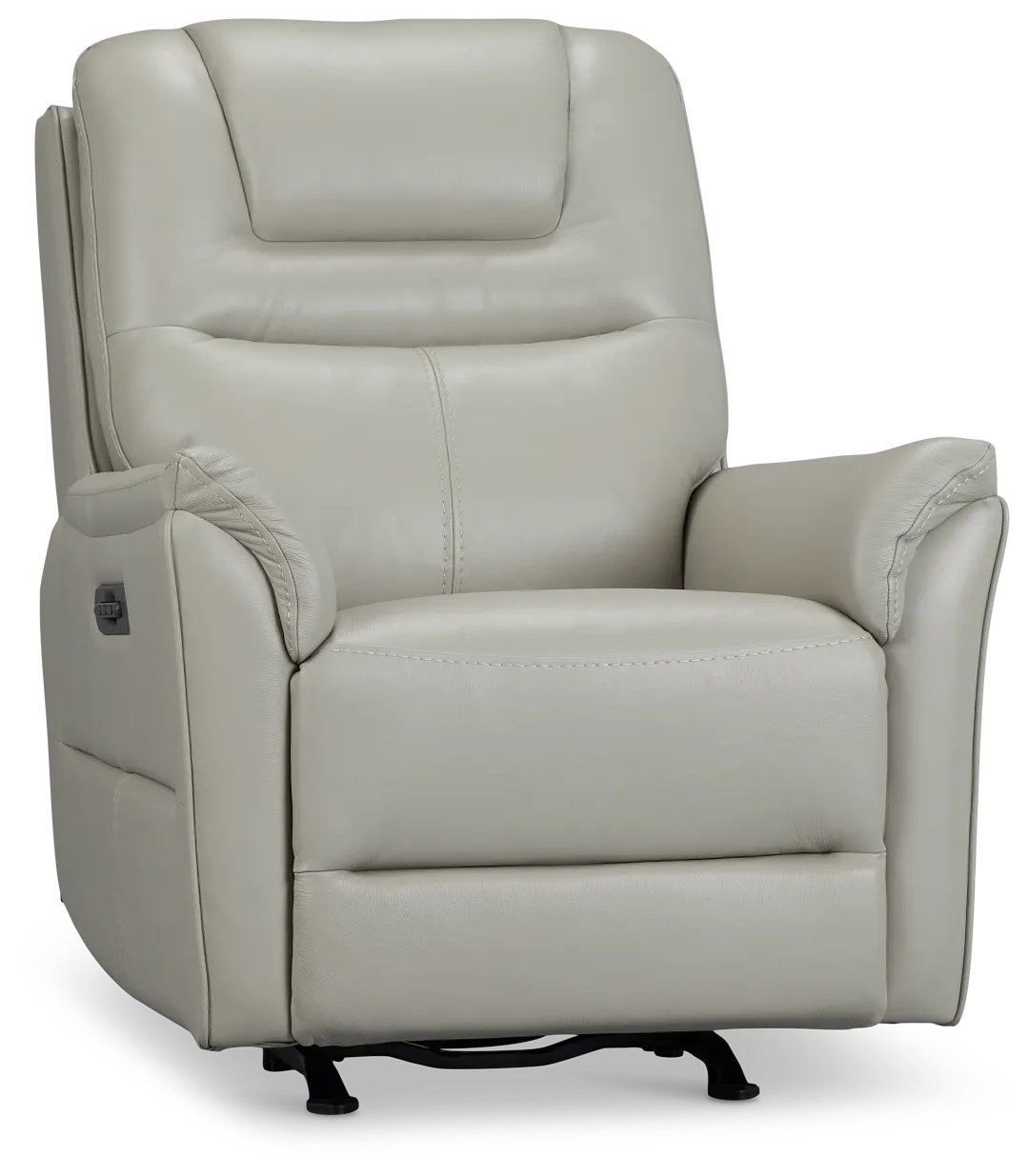 Archie Light Gray Lthr/vinyl Power Recliner With Heat And Massage