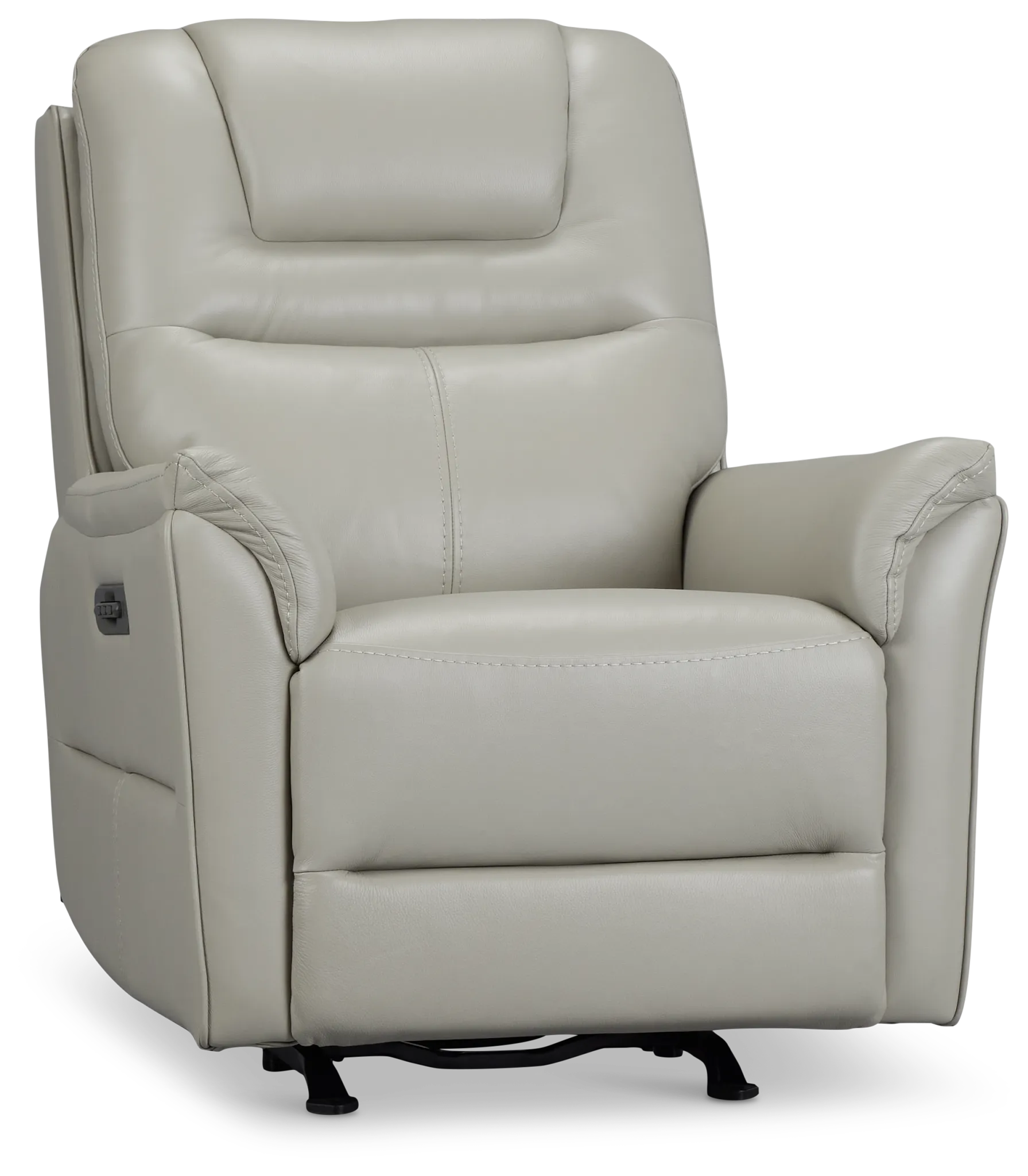 Archie Light Gray Lthr/vinyl Power Recliner With Heat And Massage