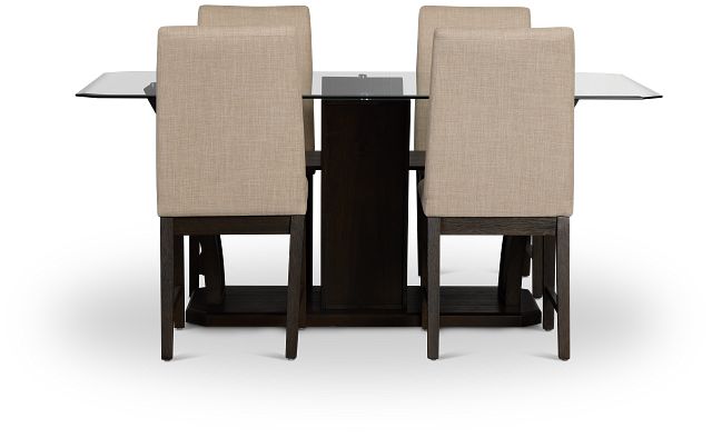 Roswell Glass Table & 4 Upholstered Chairs