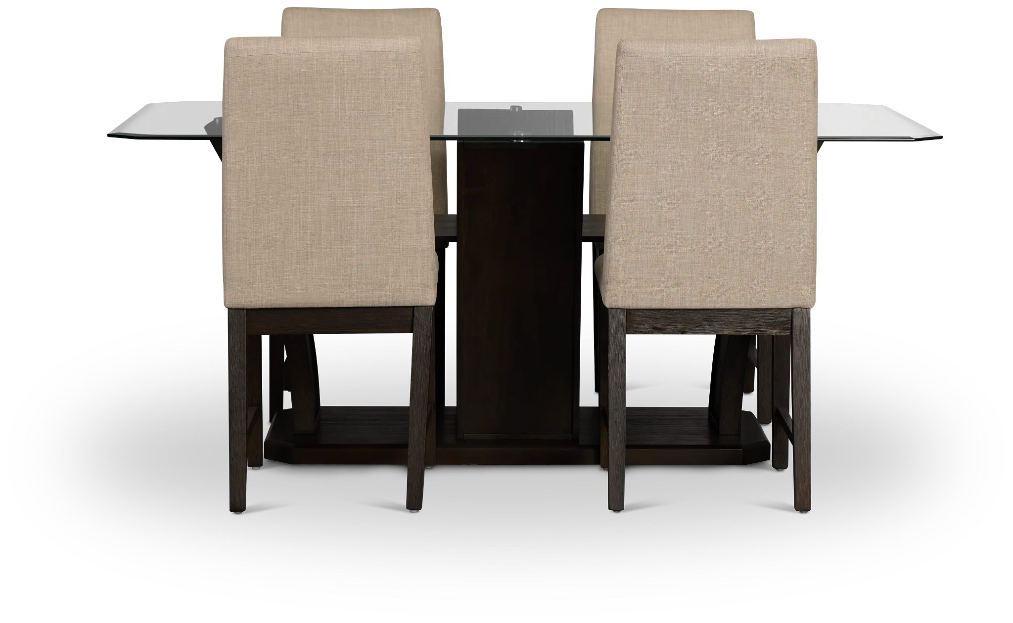 Roswell Glass Table & 4 Upholstered Chairs