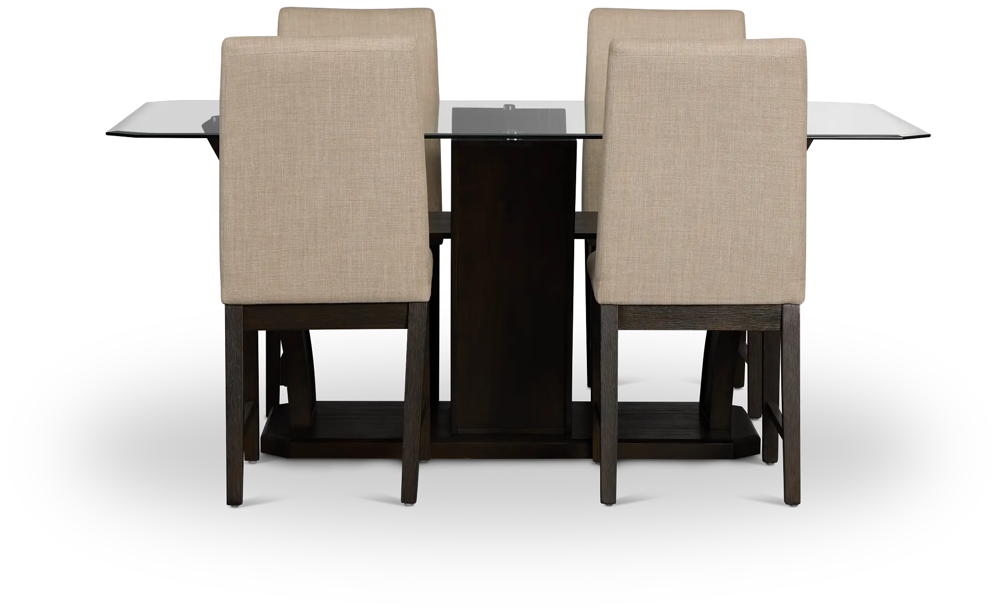 Roswell Glass Table & 4 Upholstered Chairs Roswell Glass Table & 4 Upholstered Chairs