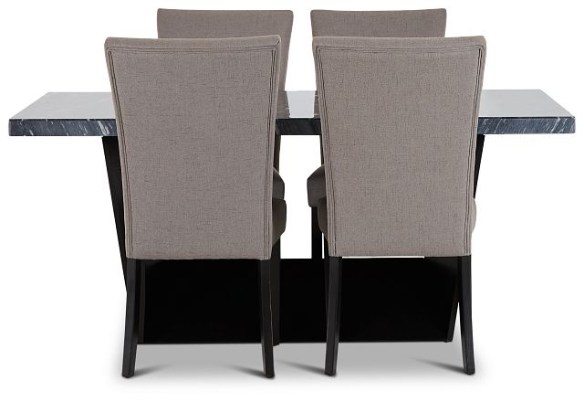 Auburn Dark Gray Rect Table & 4 Dark Gray Upholstered Chairs