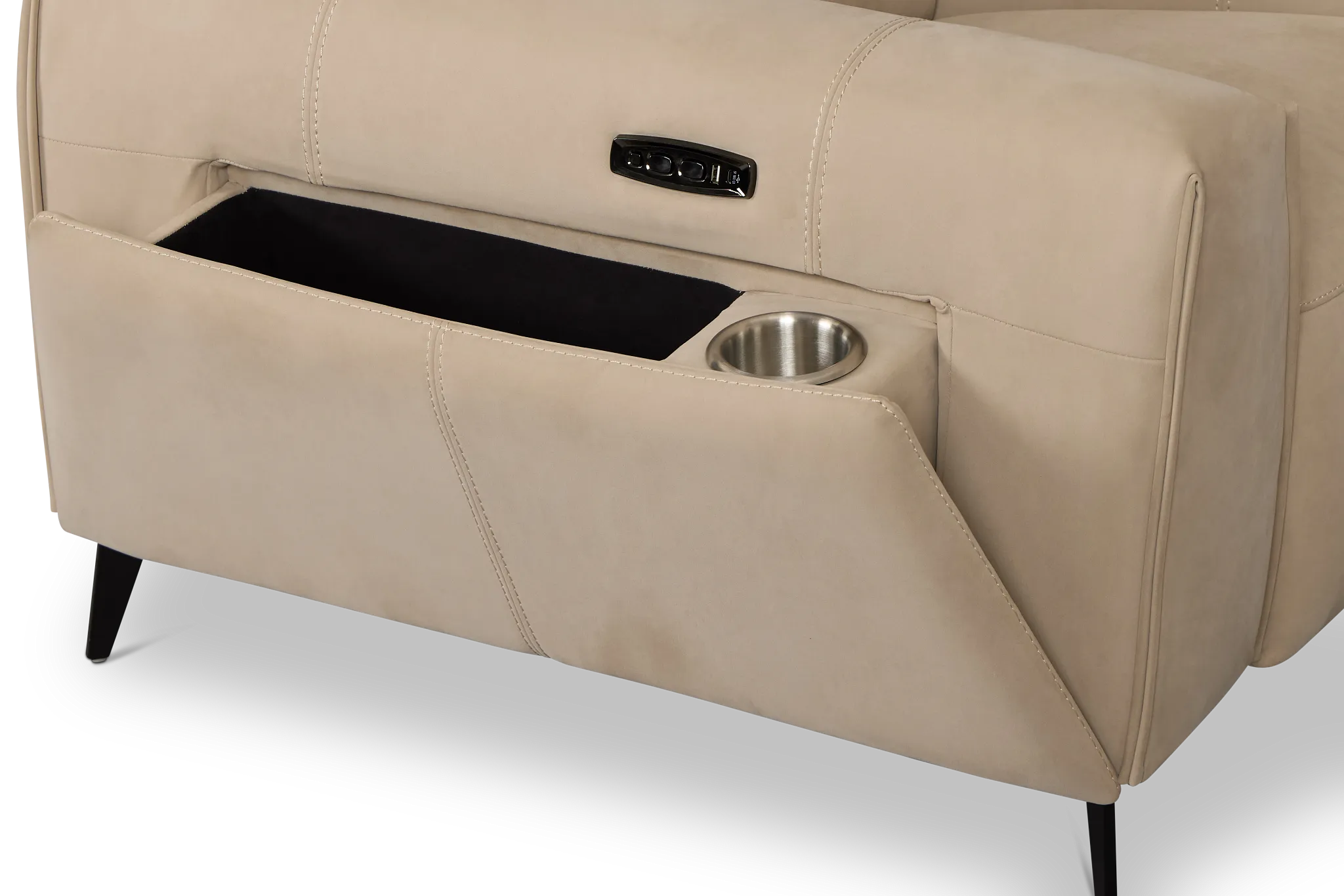 Reyna Beige Micro Power Reclining Sofa