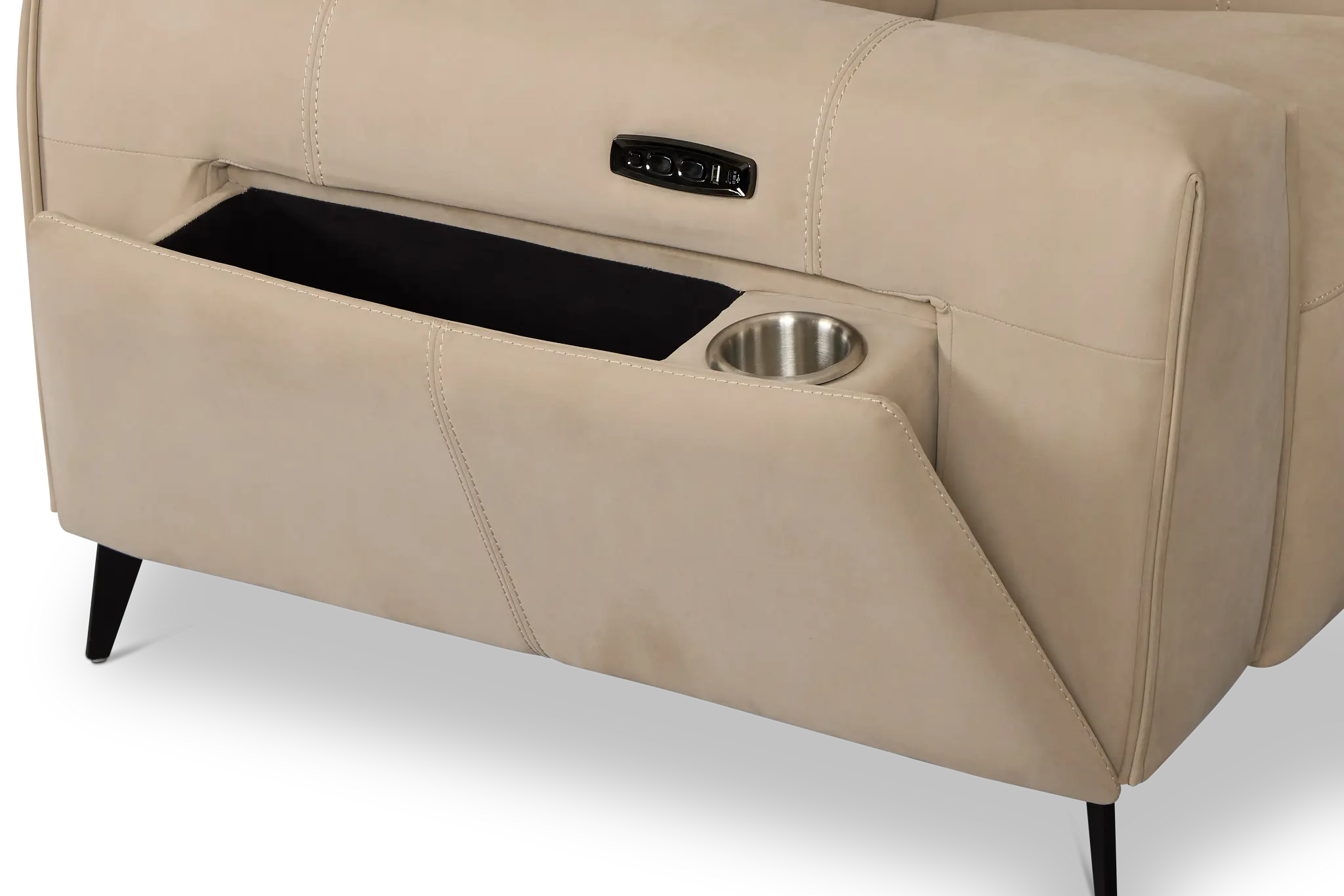 Reyna Beige Micro Power Reclining Sofa Reyna Beige Micro Power Reclining Sofa