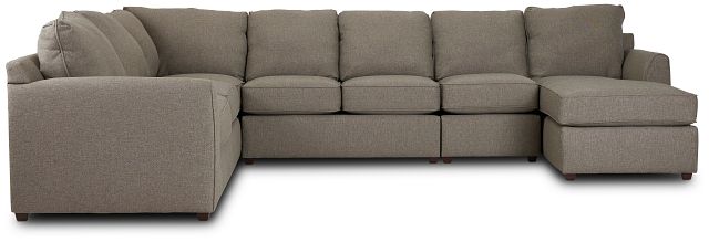 Asheville Brown Fabric Large Right Chaise Sectional