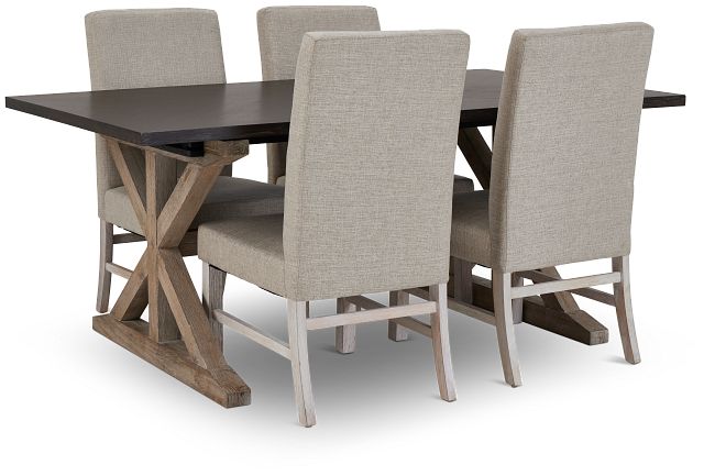Jefferson Two-tone Table & 4 Upholstered Chairs