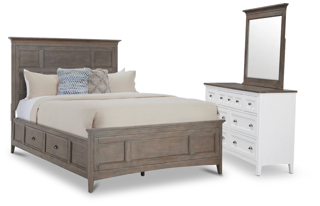 Heron Cove Light Tone Storage Panel Bedroom With Two-tone Cases
