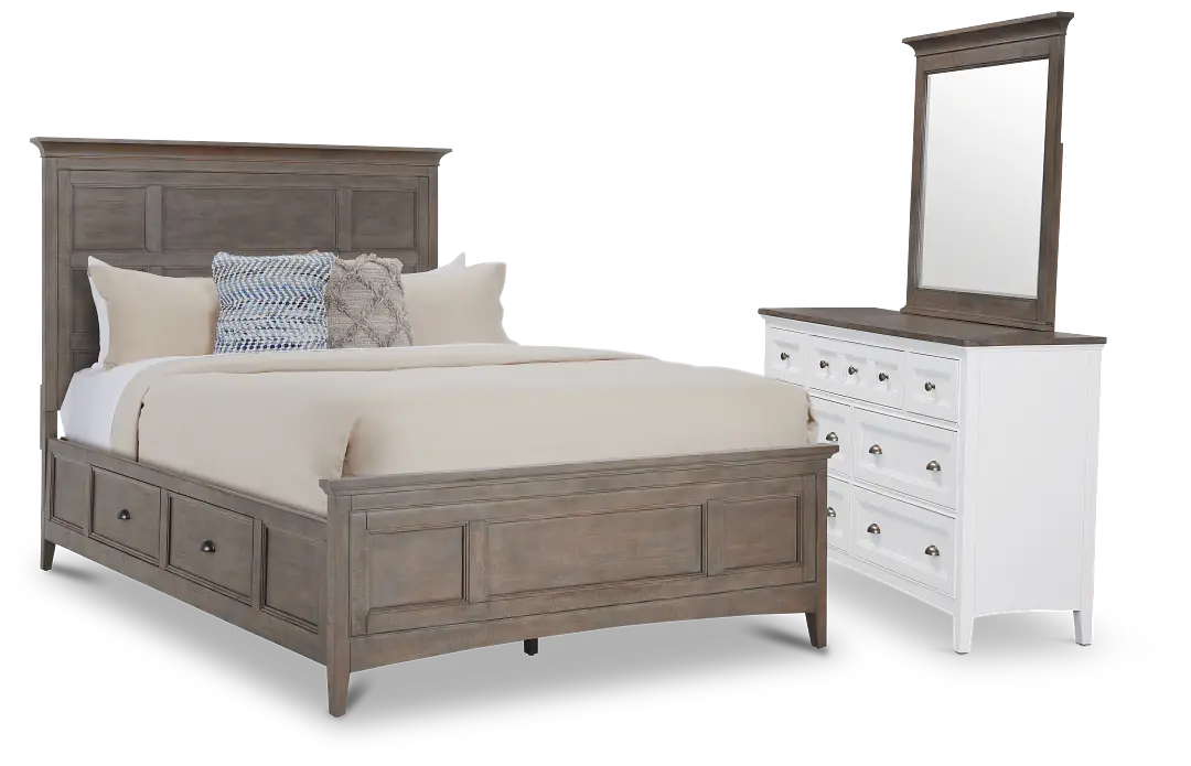 Heron Cove Light Tone Storage Panel Bedroom With Two-tone Cases Heron Cove Light Tone Storage Panel Bedroom With Two-tone Cases