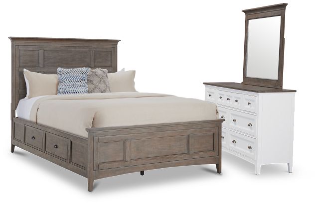 Heron Cove Light Tone Storage Panel Bedroom With Two-tone Cases