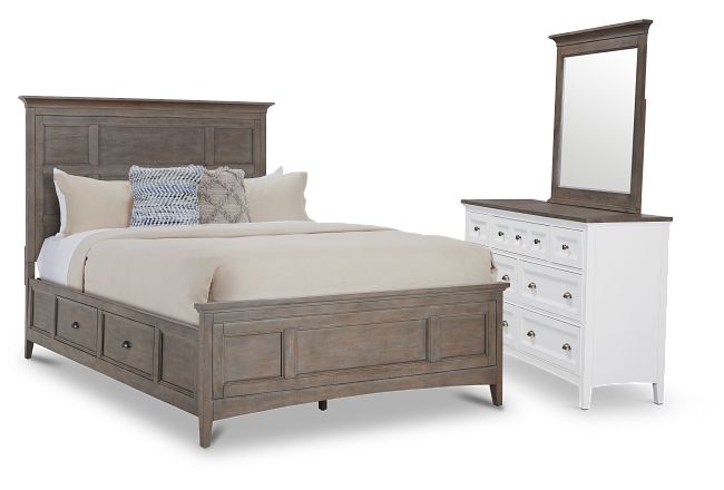 Heron Cove Light Tone Storage Panel Bedroom With Two-tone Cases