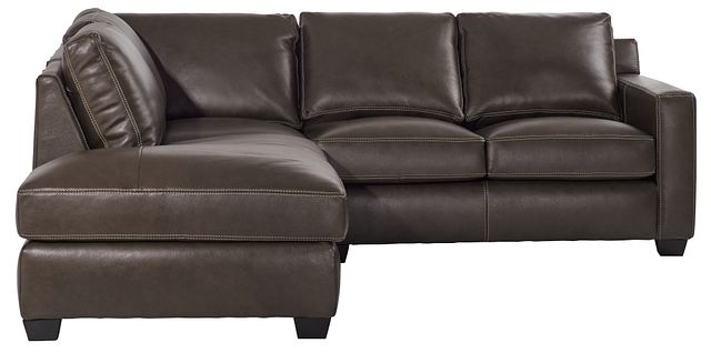 Carson Dark Brown Leather Left Bumper Sectional (1)