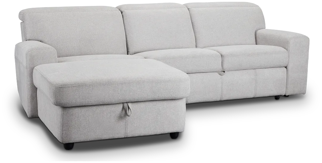 Callum Light Gray Storage Small Left Power Chaise Sleeper Sectional