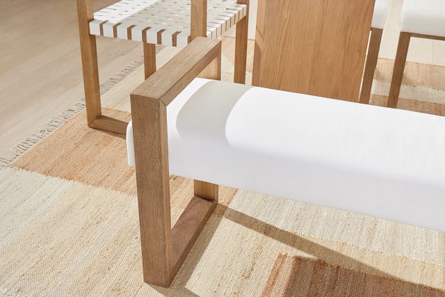 Haven White Upholstered Dining Bench