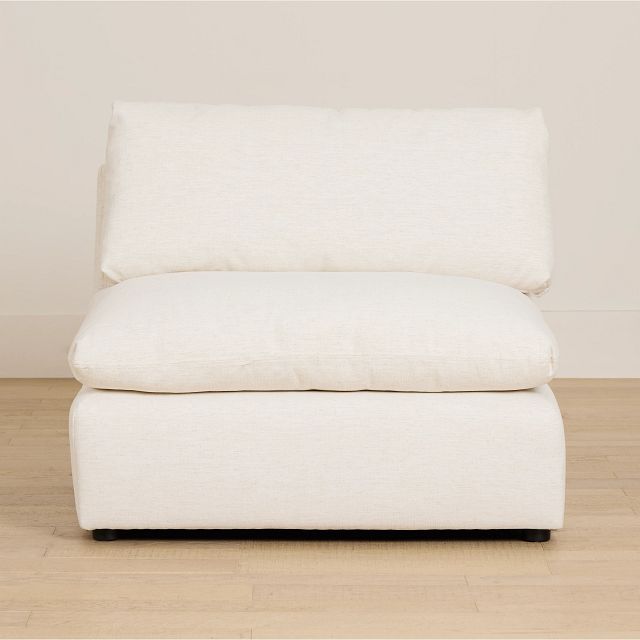 Serena White Fabric Armless Chair