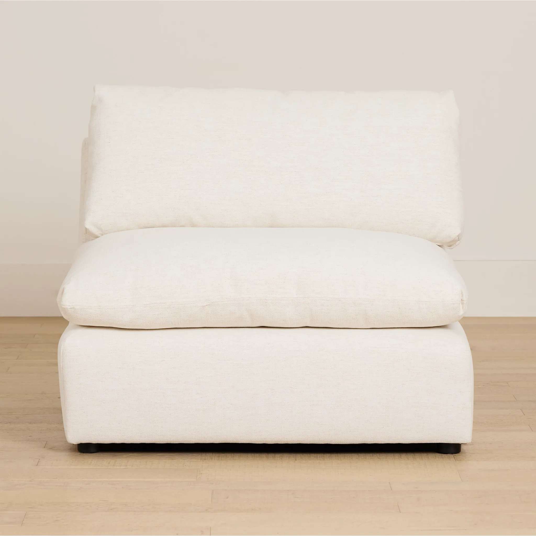 Serena White Fabric Armless Chair