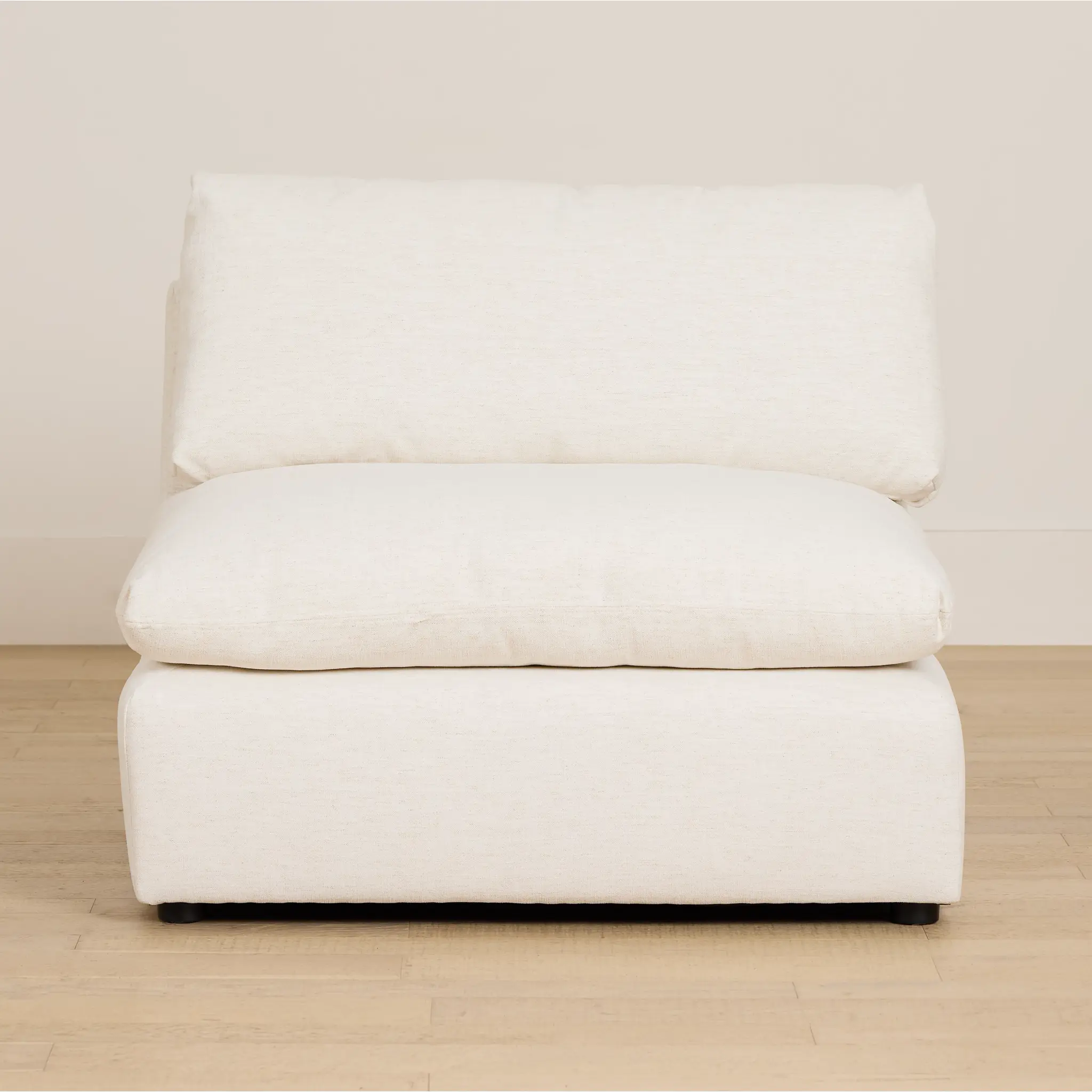 Serena White Fabric Armless Chair Serena White Fabric Armless Chair